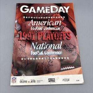 1991 NFL GameDay Playoff Program Houston Oilers (Oilers Vs. Jets) Autographs
